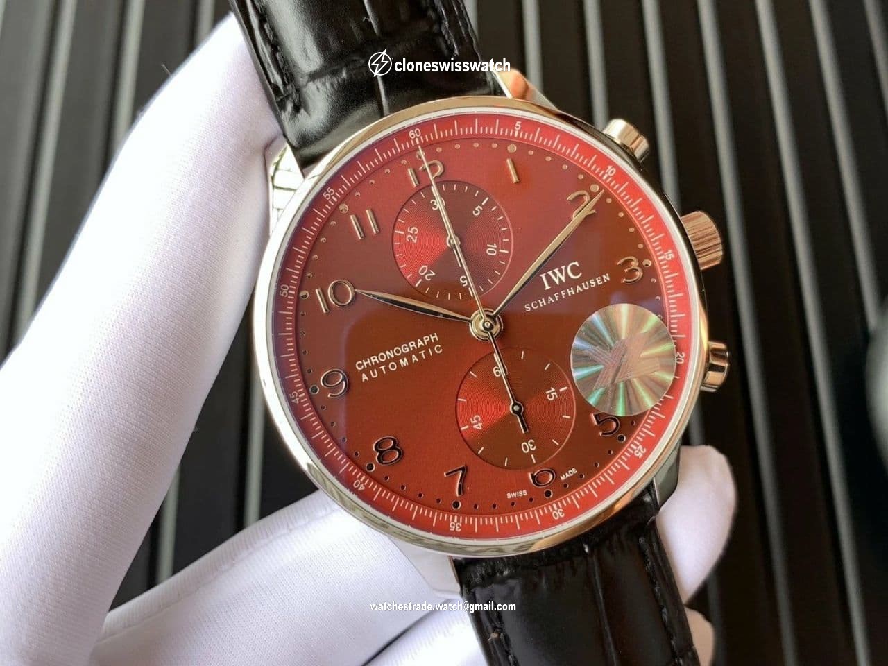 PORTUGUESE CHRONO IW371606 ZF 1:1 BEST EDITION RED DIAL ON BLACK LEATHER STRAP A693551