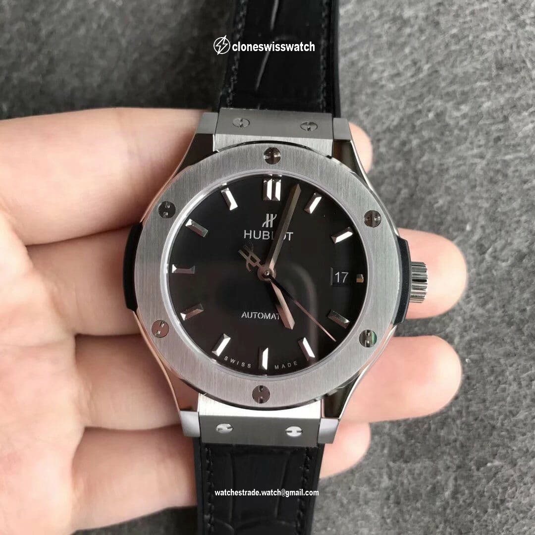 Classic Fusion 38mm Titanium JJF 1:1 Best Edition Black Dial on Black Gummy Strap A2892 V2