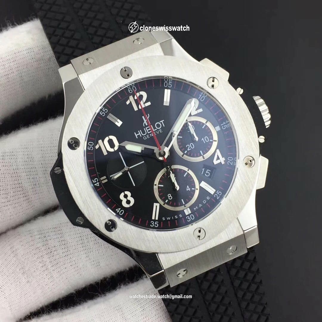 Big Bang Evolution 44mm SS Black Dial on Black Rubber Strap HUB4104