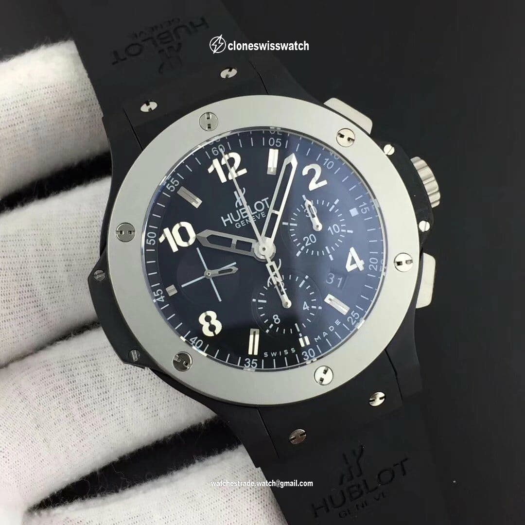Big Bang 44mm Full Ceramic Gray Dial on Black Gummy Strap HUB4104