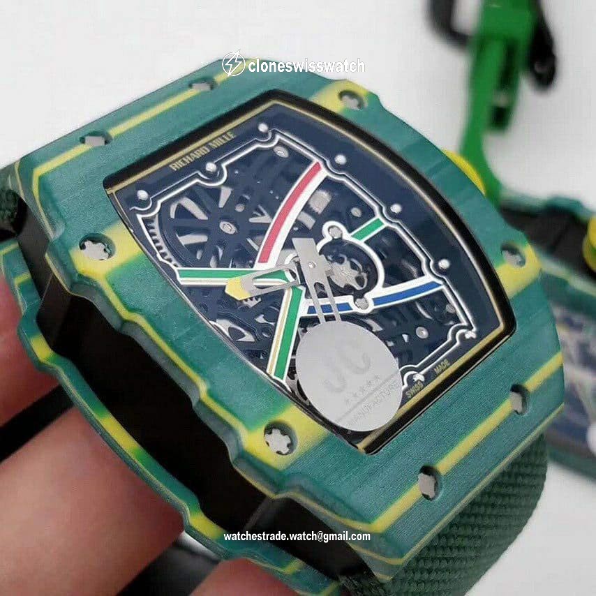 RM 67-02 Sprint Skeleton Dial on Green Nylon Strap 6T51