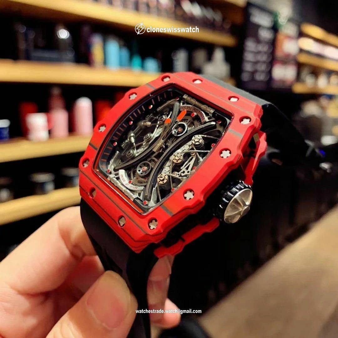 RM 53-01 Real Tourbillon Pablo Mac Donough Red V9F Best Edition on Black Rubber Strap