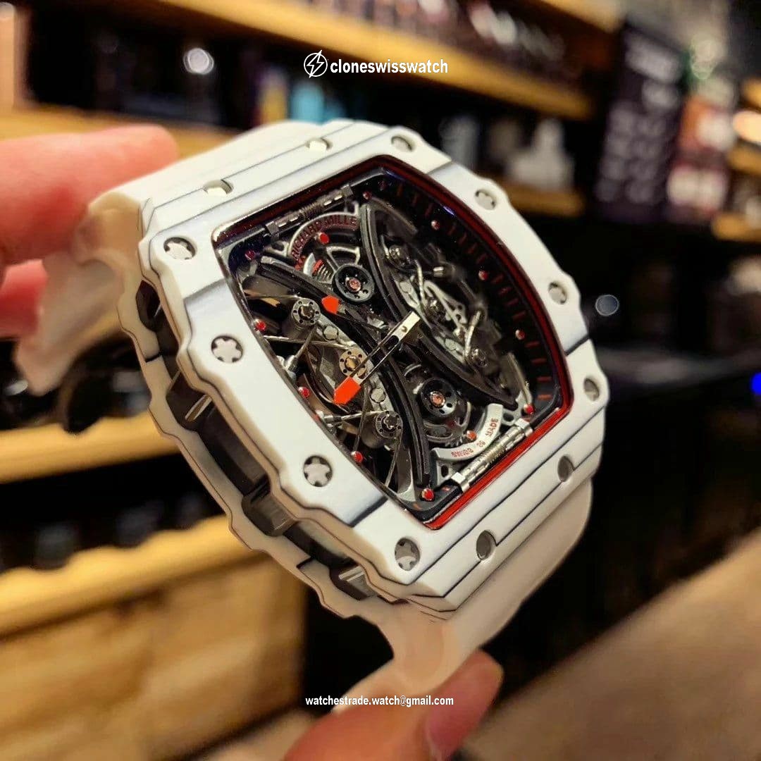 RM 53-01 Real Tourbillon Pablo Mac Donough V9F Best Edition on White Rubber Strap