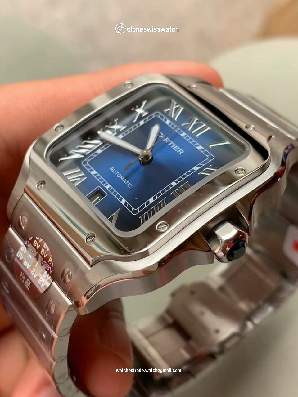 Santos de Cartier 40mm SS BVF 1:1 Best Edition Blue Dial on SS SmartLinks Bracelet MIYOTA 9015 V2