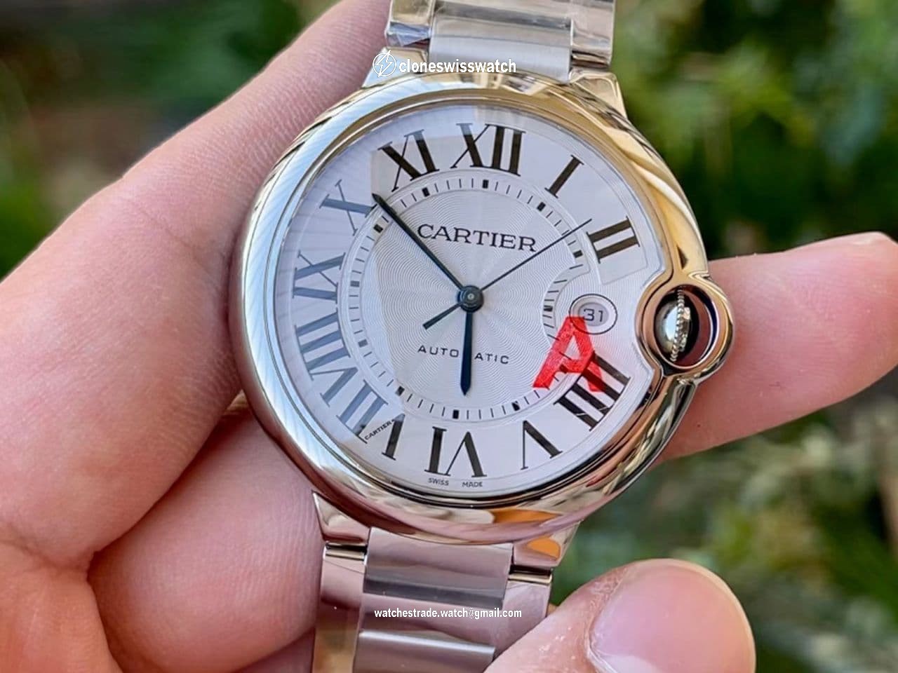 Ballon Bleu 42mm SS AF 1:1 Best Edition White Texture Dial on SS Bracelet A2824 V4