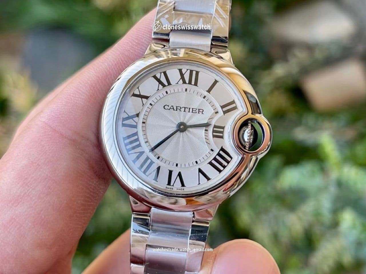 Ballon Bleu 33mm SS AF 1:1 Best Edition White Textured Dial on SS Bracelet Jap Quartz