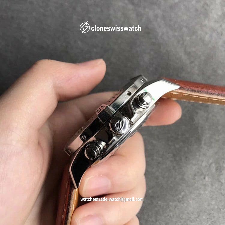 Colt Chronograph 44mm PVD WhiteTextured Dial on Leather Strap A7750