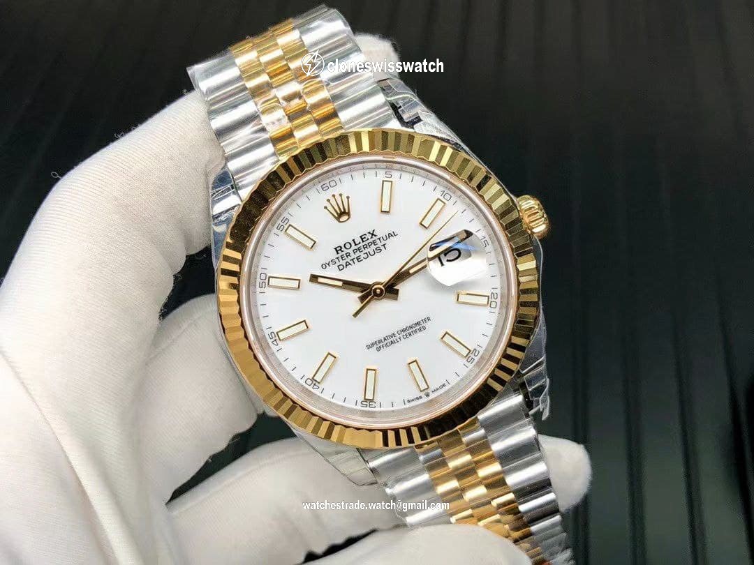 Rolex Date Just41mm Jubilee Flt 904L YG/SS Gold/Stk VSF VS3235