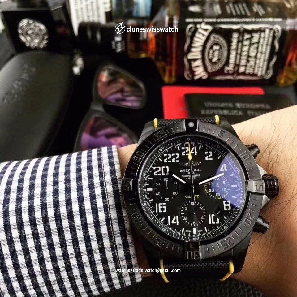 Breitling Avenger Black Dial on Black Nylon Strap
