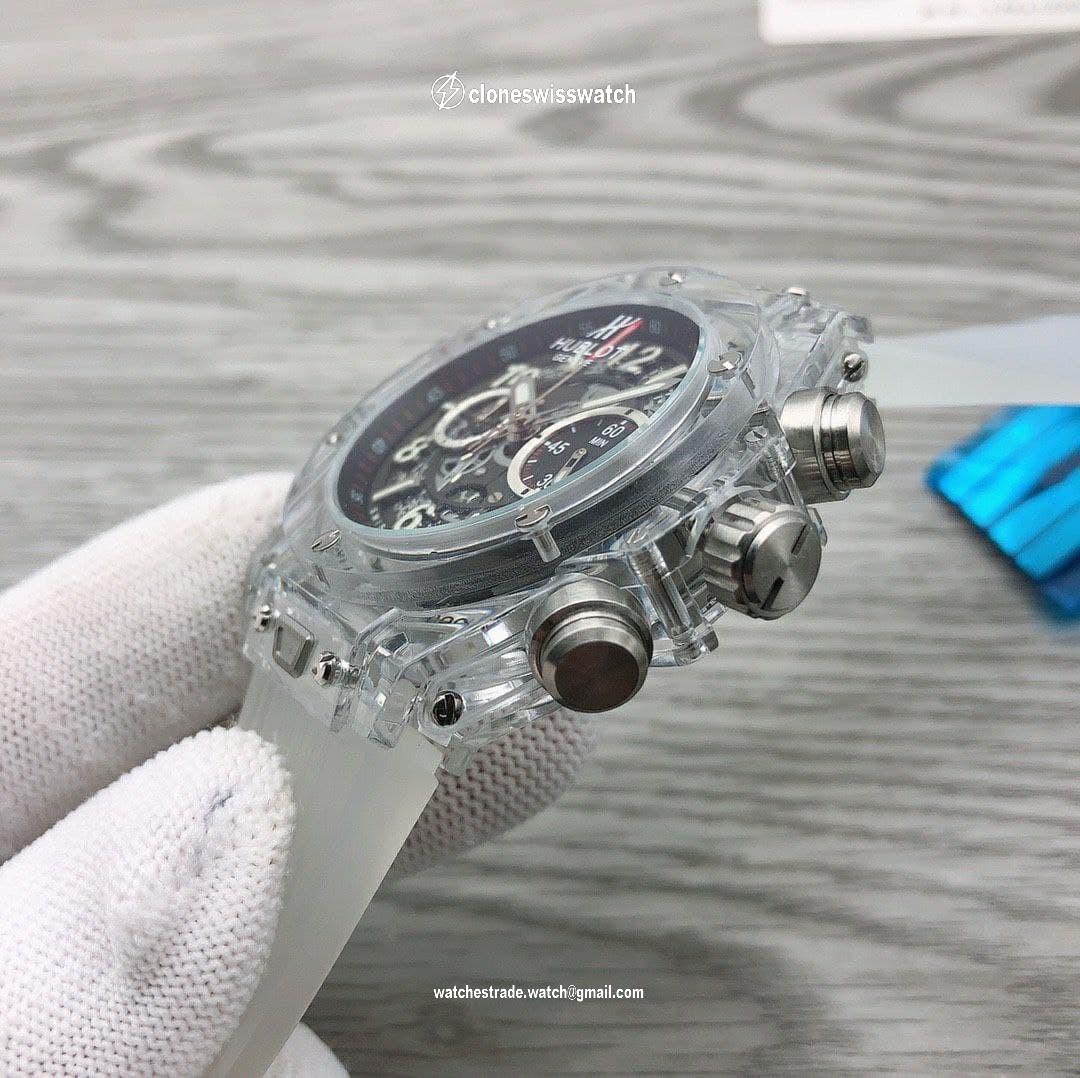 Hublot Bang Glass Black Chrono On Rubber Strap
