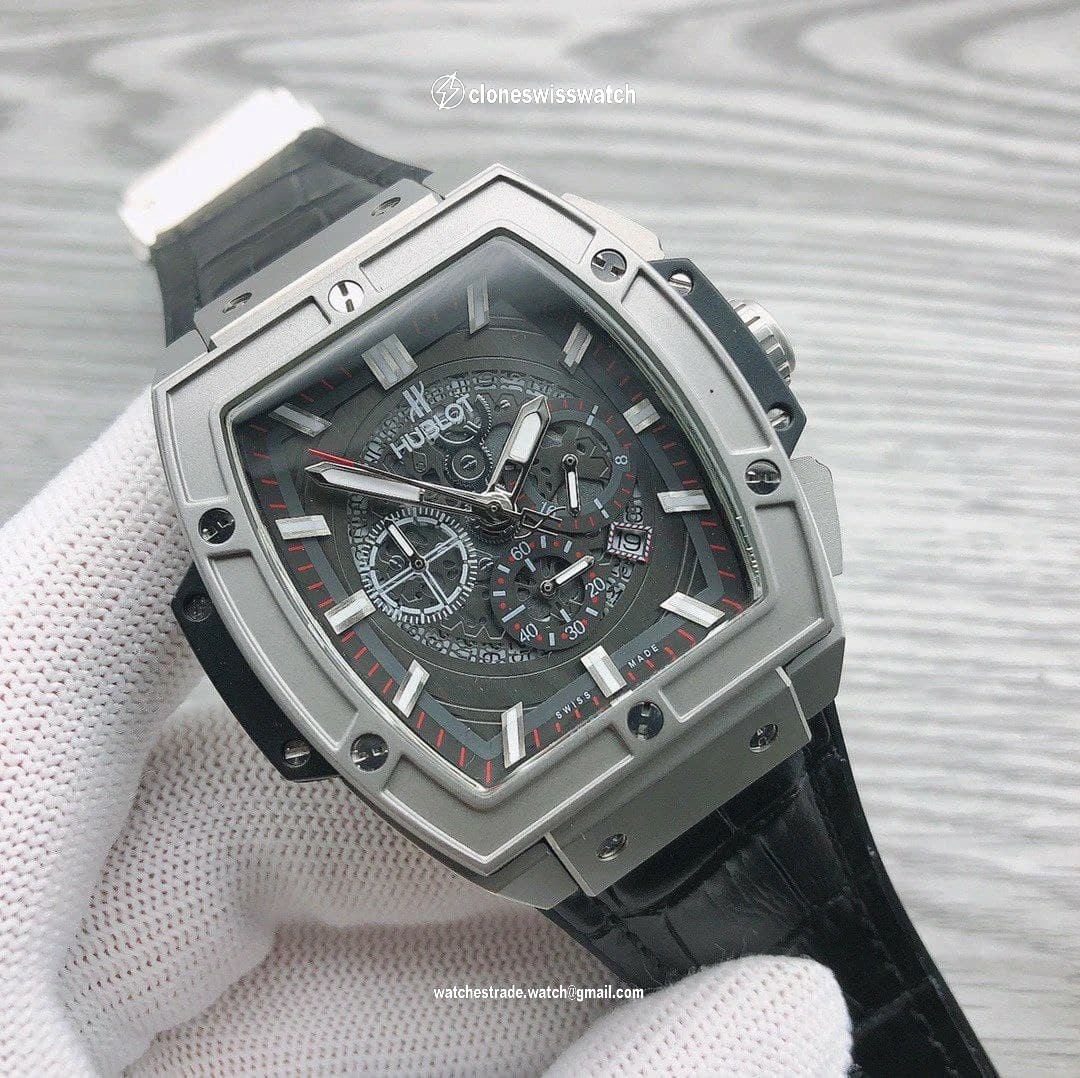 Hublot Spirit Grey Senna On Black Leather Strap