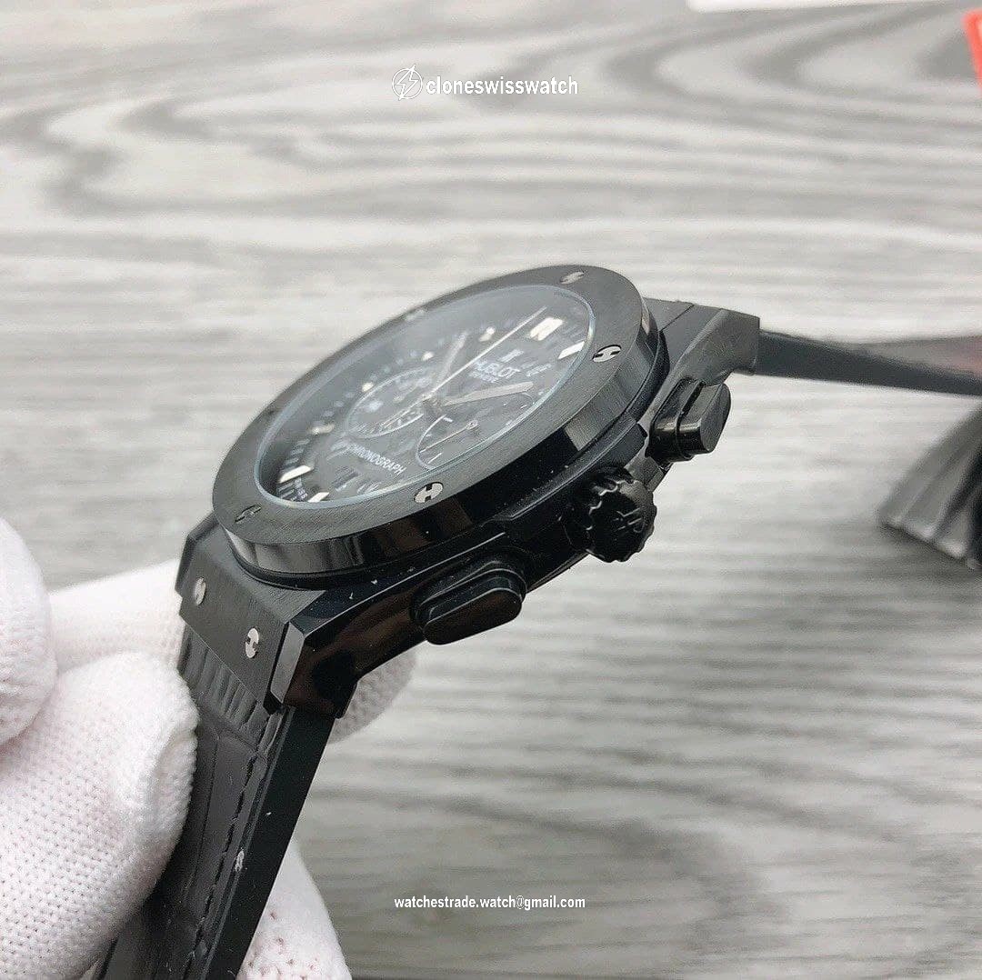 Hublot Chrono Black Hight Versio On Black Rubber Strap