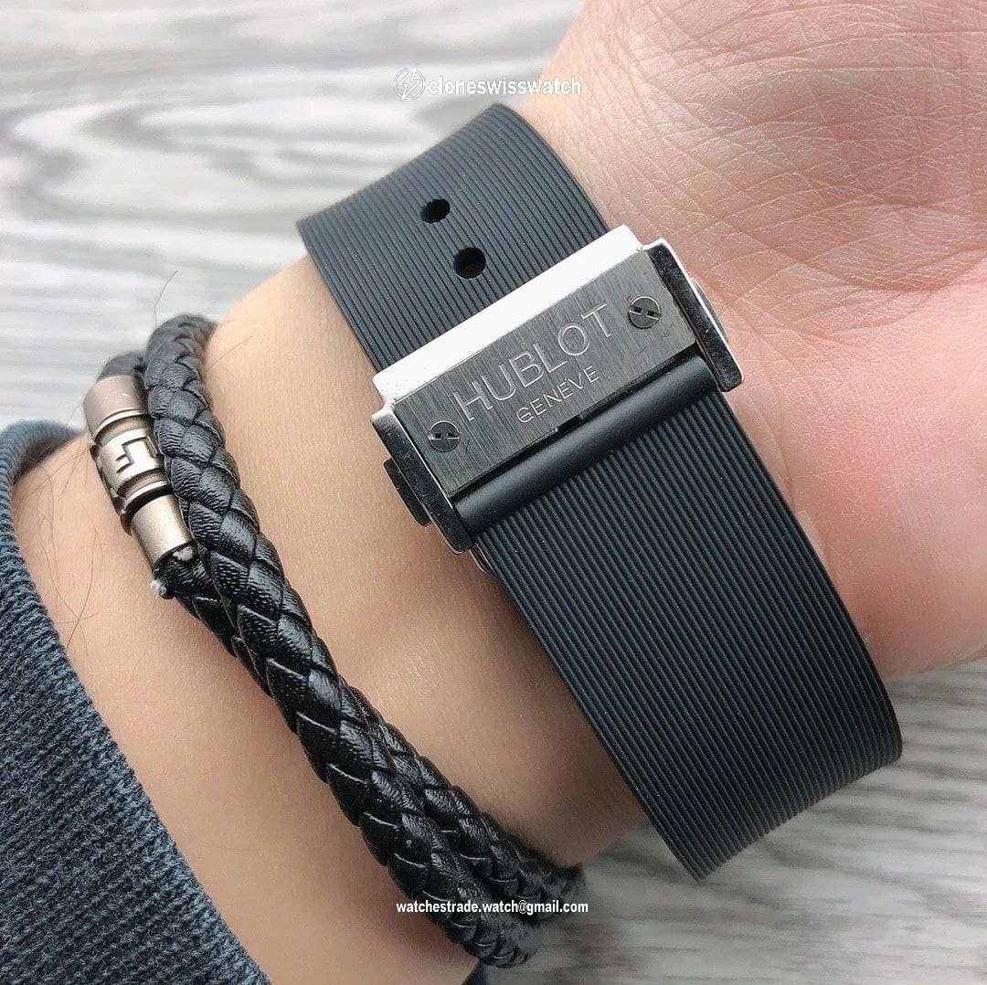 Hublot Chrono Silver Hight Version On Black Rubber Strap