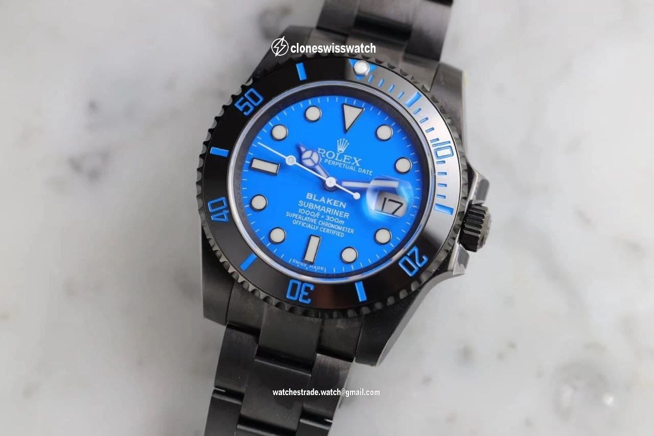 ROLSUB0321 - Blaken Submariner Date Blue PVD/SS V6F A2824