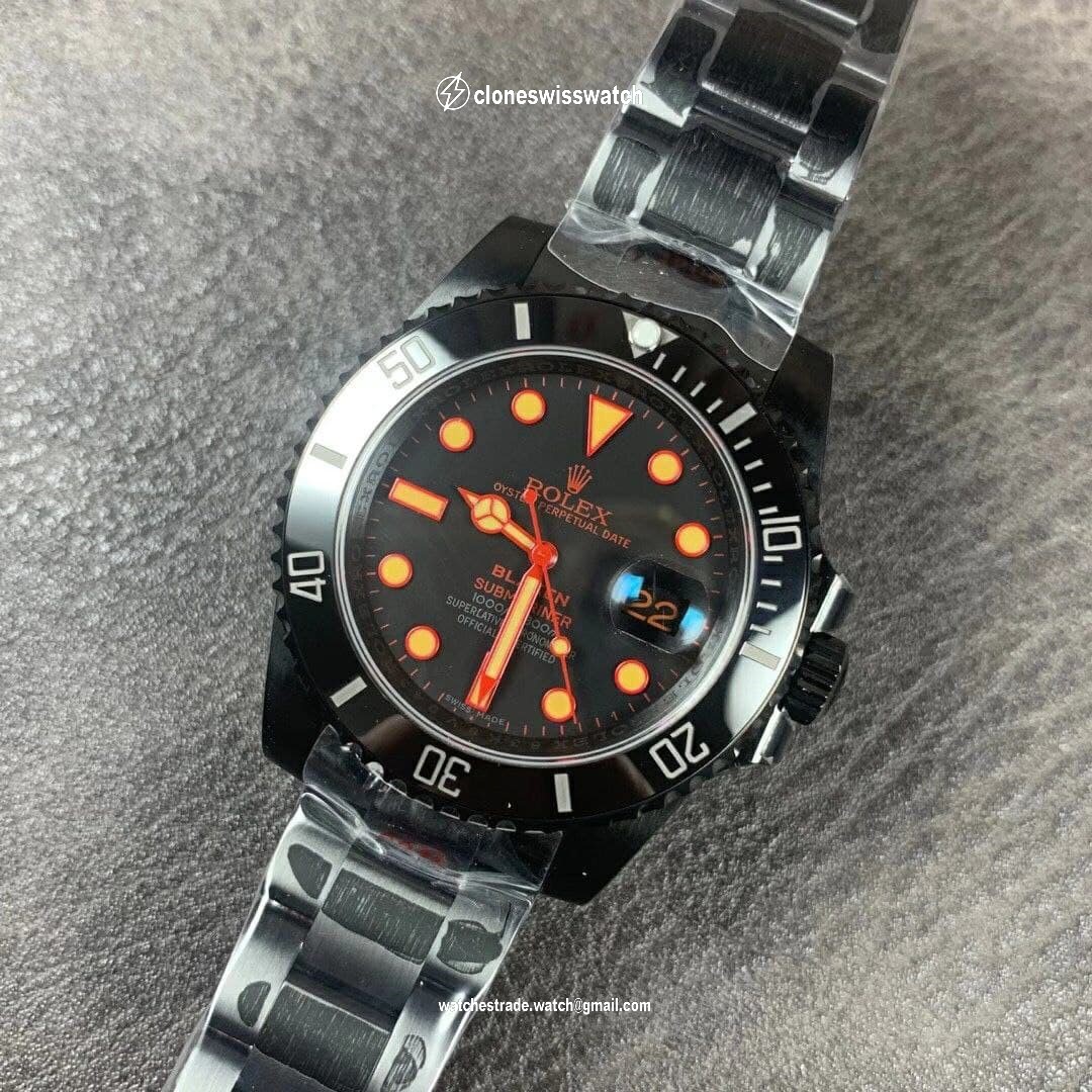 ROLSUB0321 - Blaken Submariner Date Black PVD/SS V6F A2824