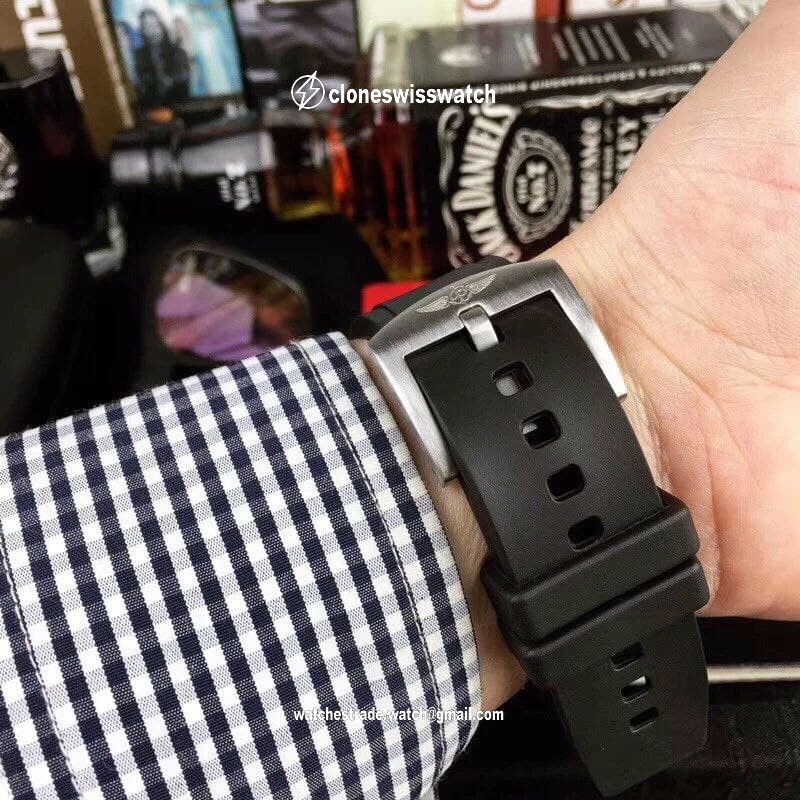 Breitling Superocean Black Red Dial on Black Rubber Strap