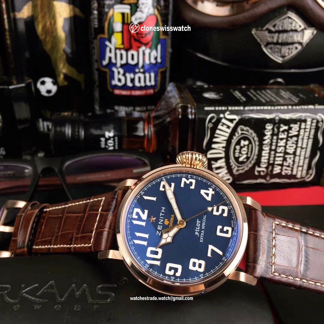 Zenith Pilot Gold Case Blue Dial Chrono