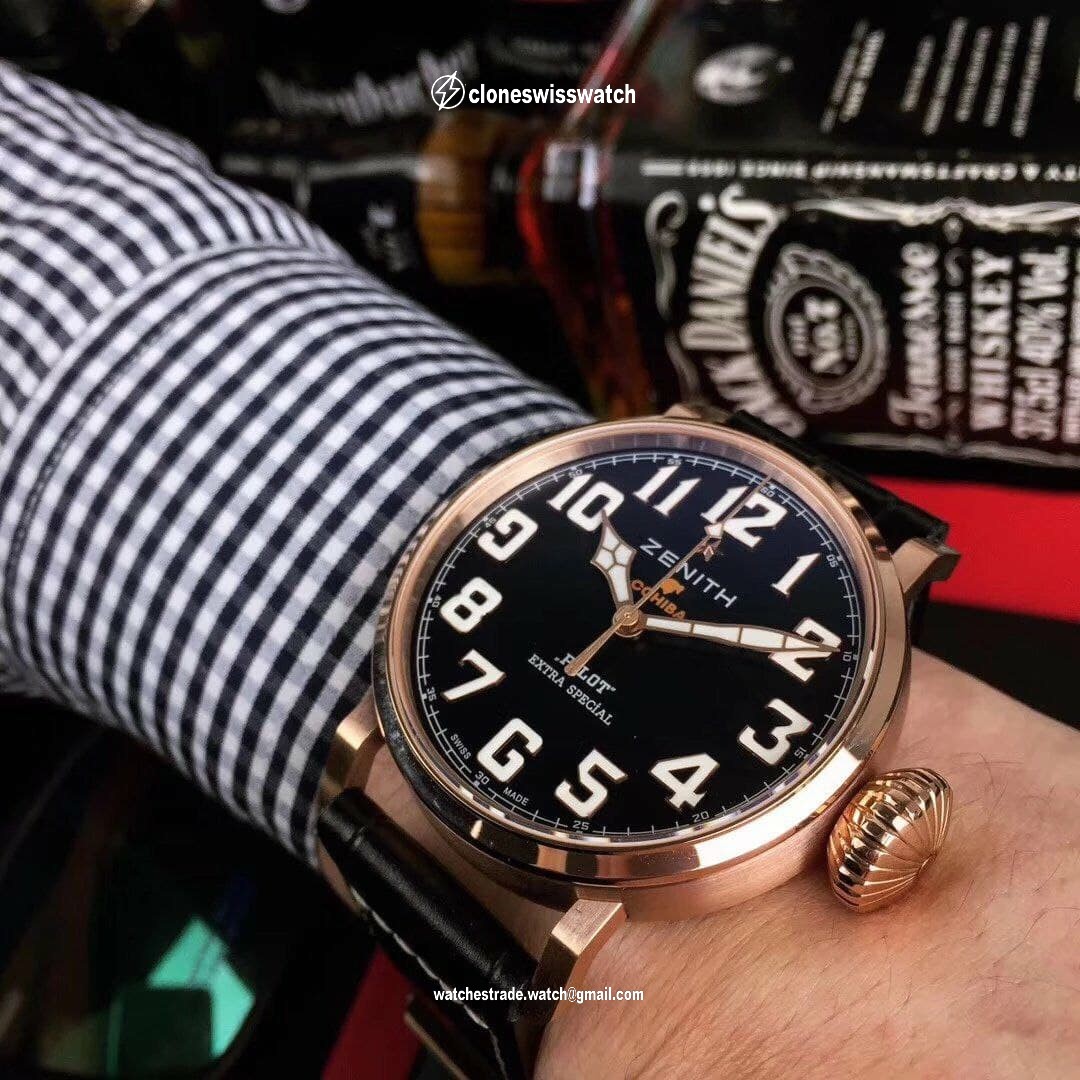 Zenith Pilot Gold Case Black Dial Chrono