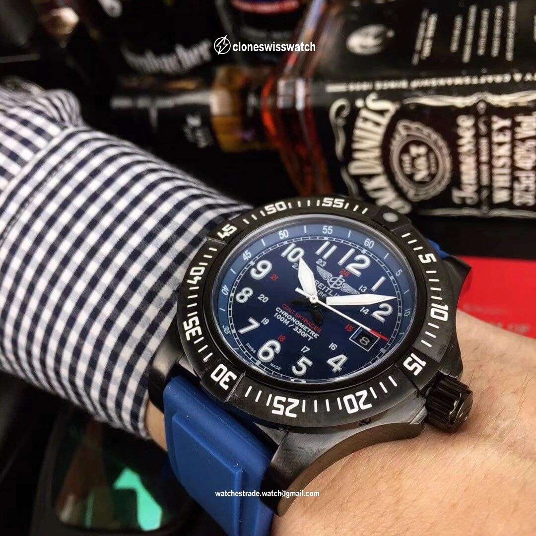 Breitling Colt Skyracer Blue Dial on Blue Rubber Strap