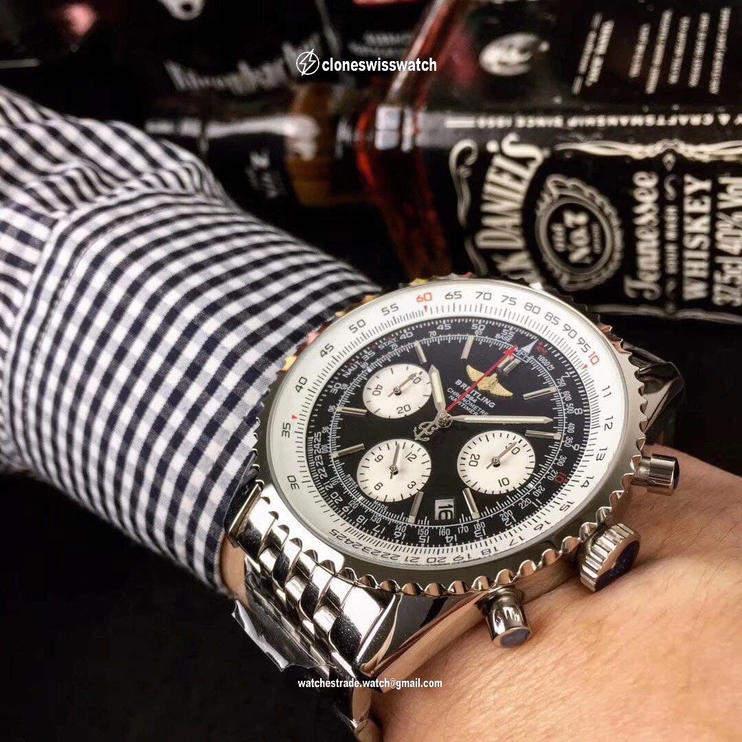Breitling Navitimer Black Dial on SS Strap