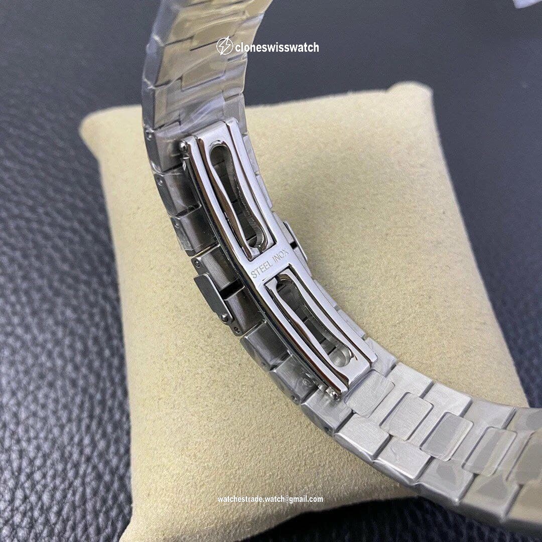 Nautilus Jumbo 5711 PF 1:1 Best Edition White Textured Dial Diamonds Bezel on SS Bracelet A324