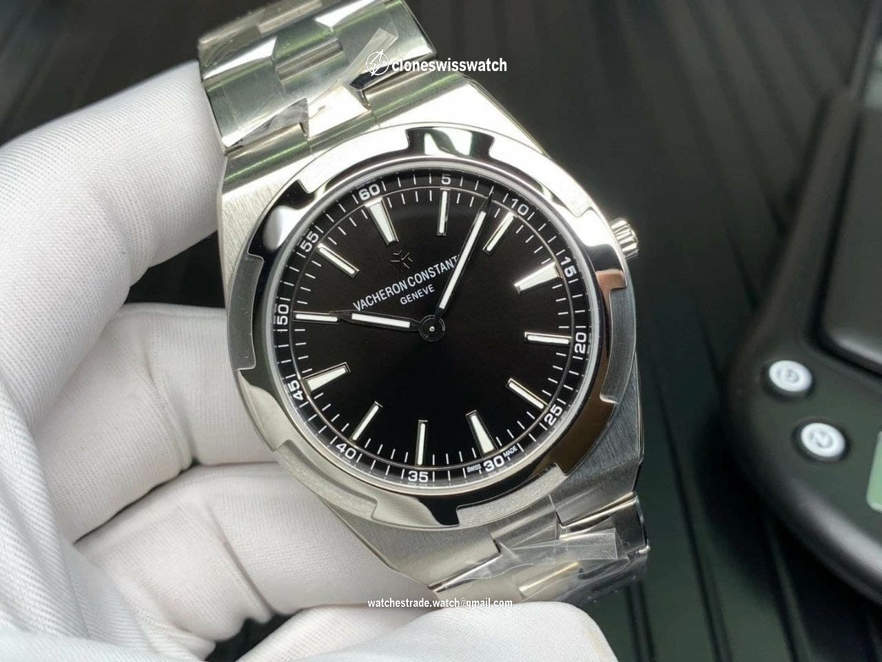 Overseas Ultra-Thin 2000V XF 1:1 Best Edition Black Dial on SS Bracelet