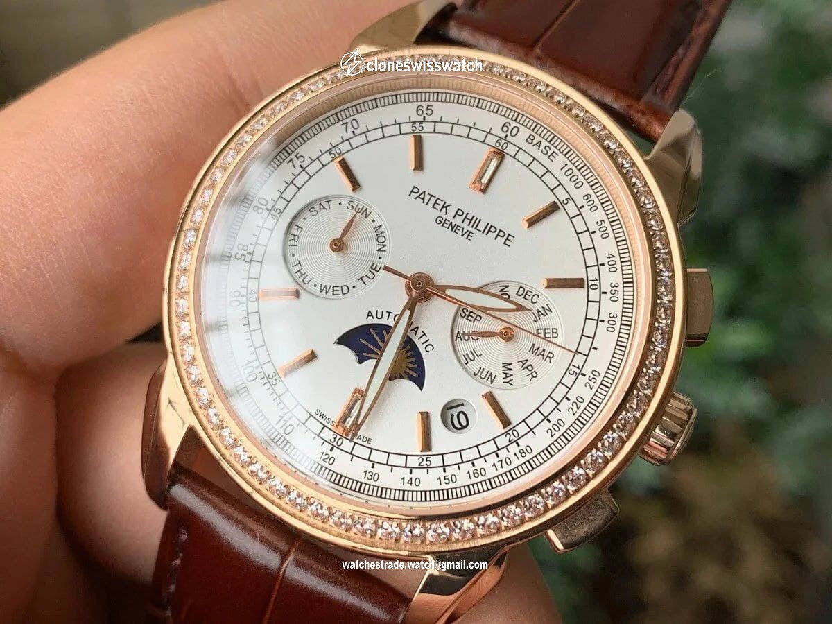 Patek Philippe 5270 1:1 Best Edition Version Diamond on Brown Leather Strap