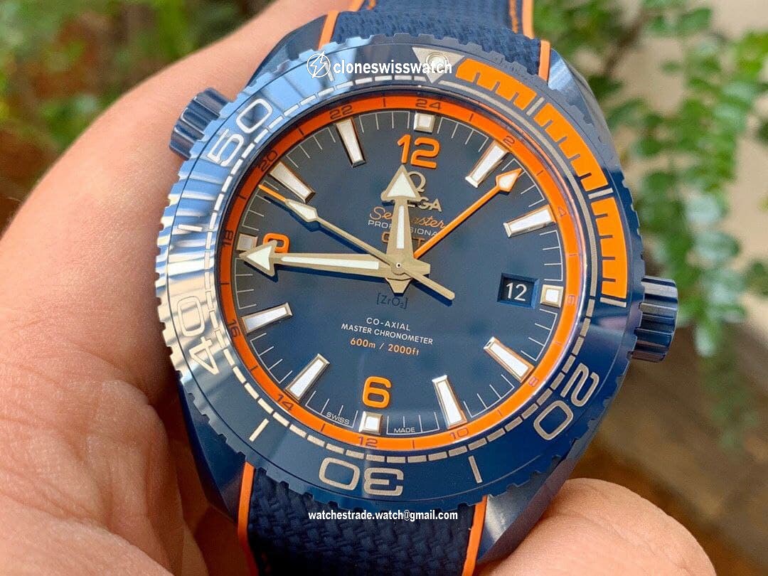 Planet Ocean 45.5mm Big Blue Real Ceramic VSF 1:1 Best Edition on Blue Rubber Strap A8906 Super Clone