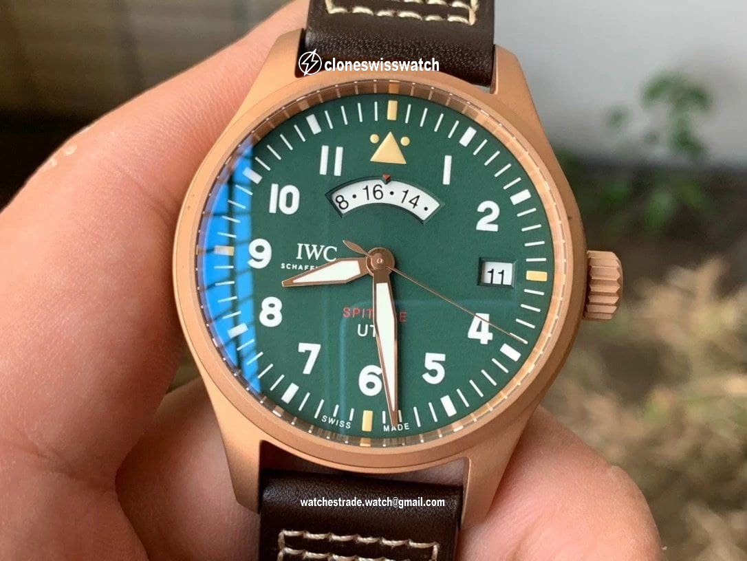 Pilot UTC Spitfire MJ271 Bronze ZF 1:1 Best Edition Green Dial on Brown Leather Strap