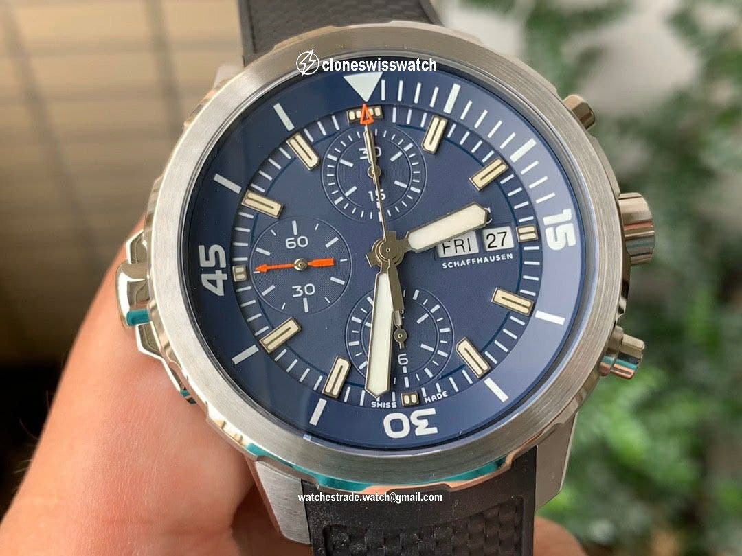 Aquatimer Chrono Bronze IW379503 1:1 Best Edition Blue Dial on Black Rubber Strap