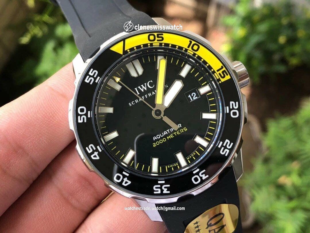Aquatimer SS IW356802 1:1 Best Edition Black Dial on Black Rubber Strap