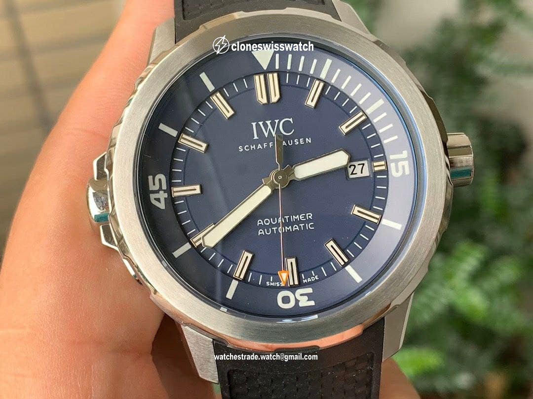 Aquatimer Chrono SS IW379503 1:1 Best Edition Blue Dial on Black Rubber Strap