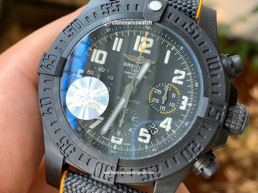 Avenger Hurricane 45mm Chrono GF 1:1 Best Edition Black Dial on Black Nylon Strap
