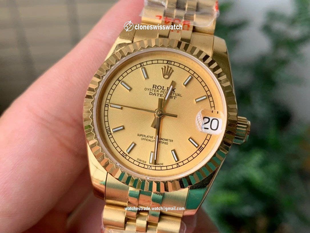Rolex DJ Midsize 31mm Jub Flt YG/YG P-Gol/Stk 1:1 Best Edition Version