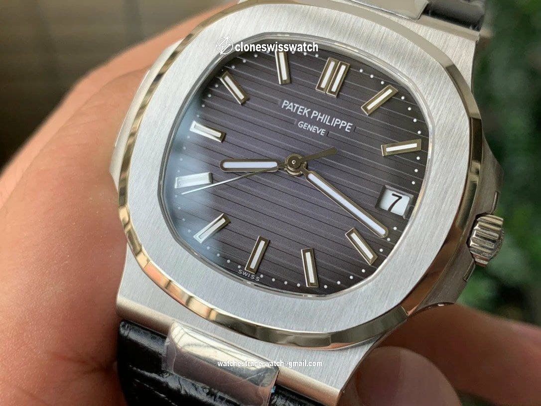 Nautilus 5711/1A PPF 1:1 Best Edition Gray Textured Dial on Black Leather Strap 324CS V4