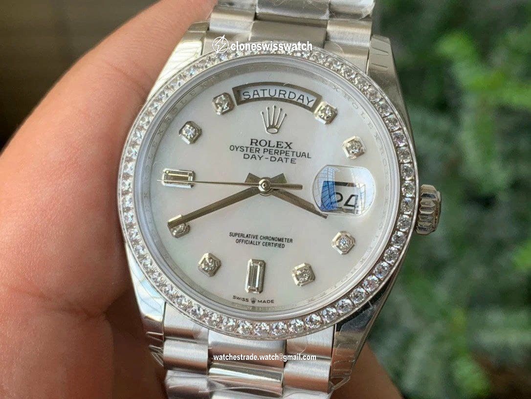 Rolex DayDate 36mm Dia Pres 904L SS/SS M-Wht/Diam 1:1 Best Edition Version