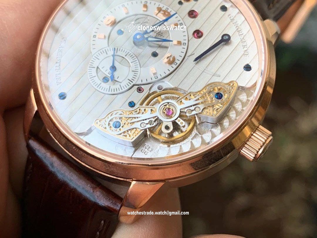 PanoInverse 42mm RG TZF Best Edition Silver/White Dial on Brown Leather Strap A23J