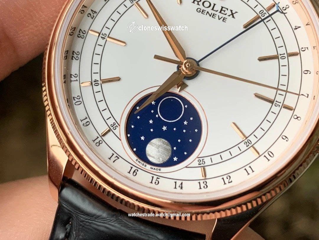 Rolex Cellini 50535 Moonphase RG/LE Wht 3195