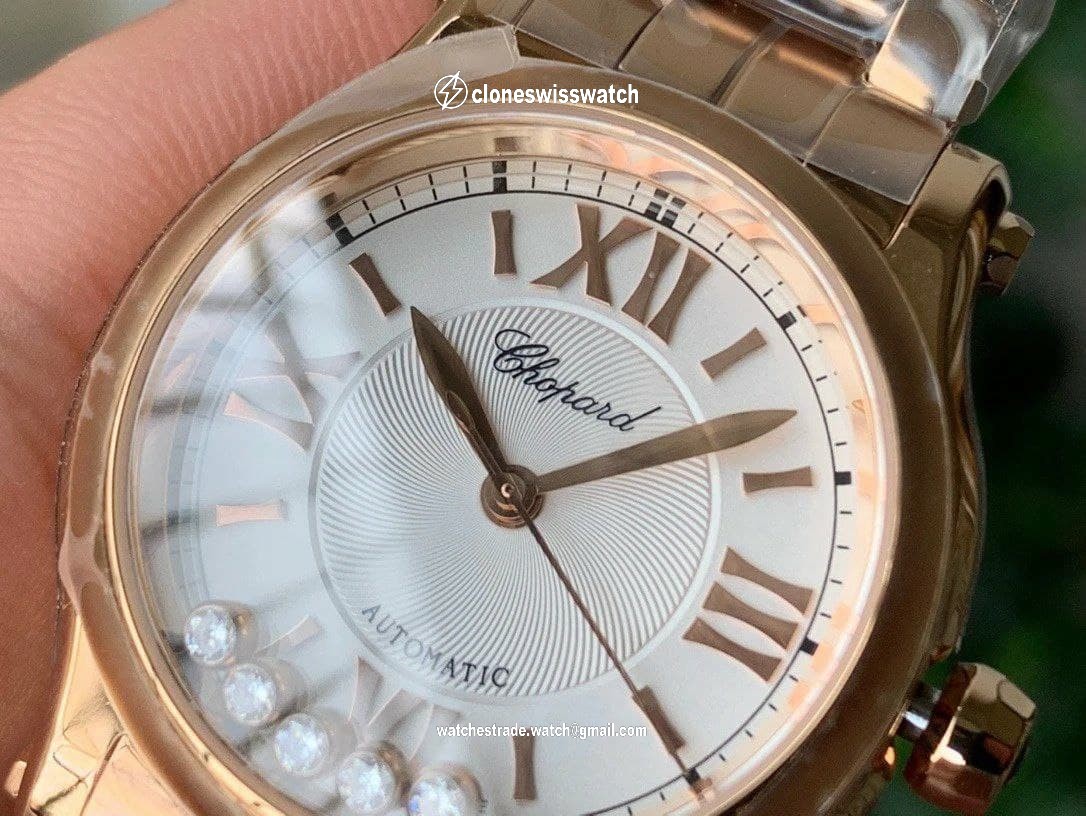 Happy Sport Automatic RG 36mm YF 1:1 Best Edition White Dial on RG Bracelet A2892
