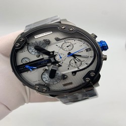 Diesel Full Black White Dial Mr Daddy On Black SS Strap