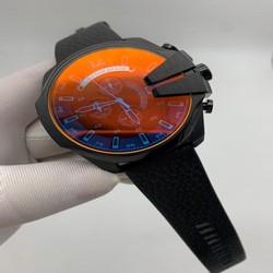 Diesel Full Black On Black Leather Strap Mega Shief hameleon Glass